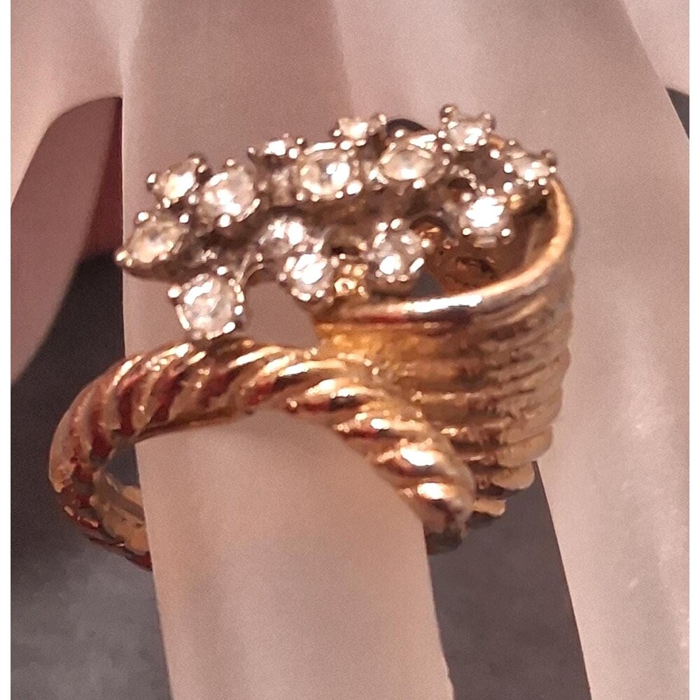 Vintage Rhinestone Cornucopia Ring Thanksgiving Jewelry